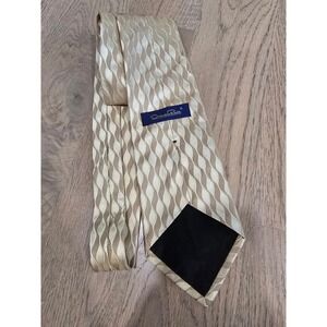 Oscar de‎ la Renta Men's Necktie Beige Wavy Pattern 100% Silk Designer Tie